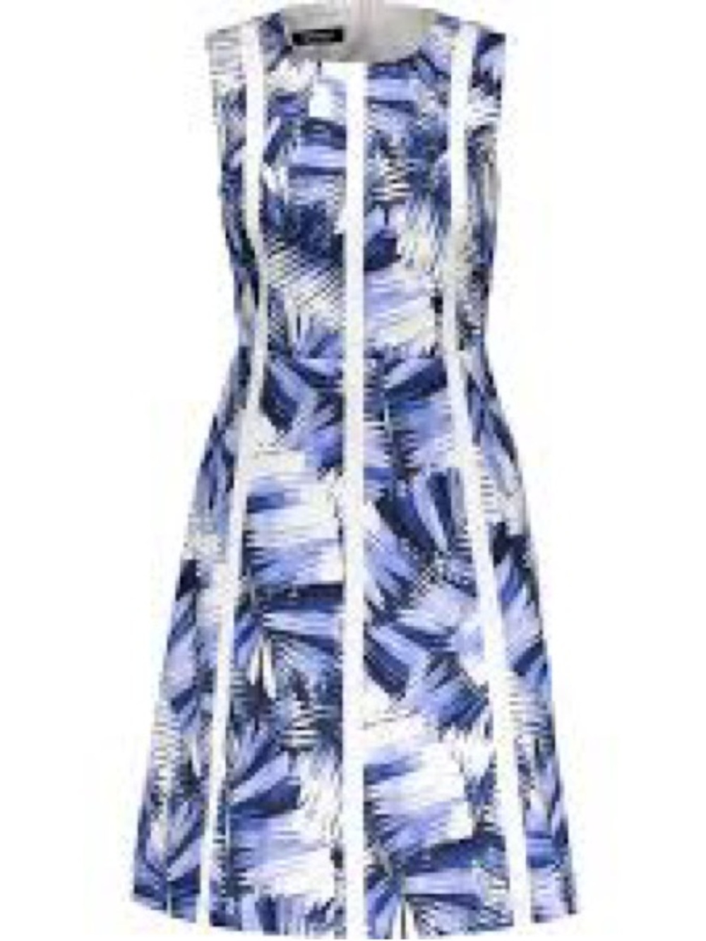 Nine West Blue & White Printed Short Sleeveless Fit & Flare Cotton Dress S